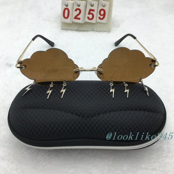 CStylish frameless Frame Tea Clouds Lens Sunglasses - Picture 4 of 4